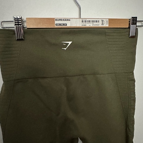 Gymshark Leggings Energy Seamless Cropped Leggings Olive Green Athletic Gym - Picture 10 of 13